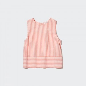 Blusa Uniqlo Linen Blend Sleeveless Blouse Mujer Naranjas Claro | 234-PIBKRU