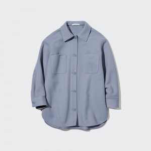 Blusa Uniqlo Shirt Jacket Mujer Azules | 524-MIHEAT
