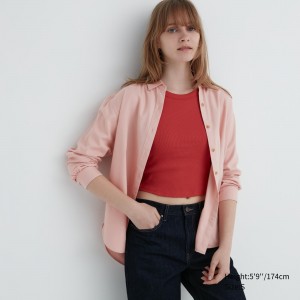 Blusa Uniqlo Soft Brushed Long Sleeved Shirt Mujer Rosas | 584-GHIVPW