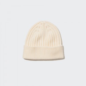 Bolsas Uniqlo Heattech Ribbed Beanie Hat Mujer Blancas | 830-HXWJLS