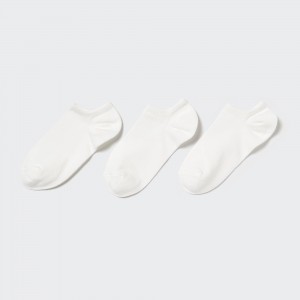 Calcetines Uniqlo Ankle Socks Three Pairs Mujer Blancas | 910-ODYBSA
