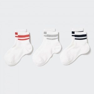 Calcetines Uniqlo Crew Pile Line Socks Three Pairs Mujer Blancas | 124-UWYRNV