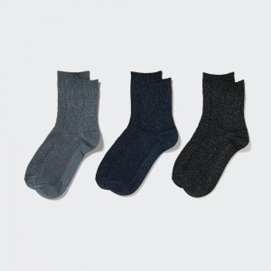Calcetines Uniqlo Glitter Socks Three Pairs Mujer Gris Oscuro | 456-VTUJNH