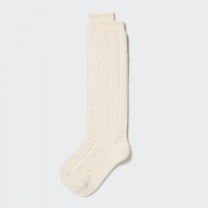 Calcetines Uniqlo Heattech Cable Knit High Thermal Socks Mujer Blancas | 531-JOVWNX