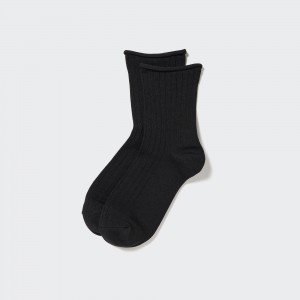 Calcetines Uniqlo Heattech Crew Top Roll Thermal Socks Mujer Negras | 947-GKPBUY