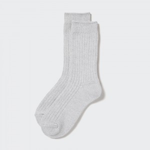 Calcetines Uniqlo Heattech Ribbed Thermal Socks Mujer Gris | 379-ILNTCH