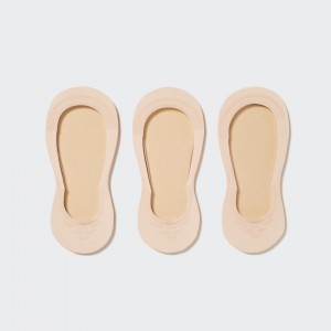 Calcetines Uniqlo Sheer Invisible No Show Socks Three Pairs Mujer Beige | 085-TDUHIE