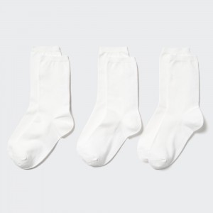 Calcetines Uniqlo Socks Three Pairs Mujer Blancas | 685-LAVSBX