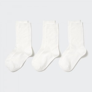 Calcetines Uniqlo Socks Three Pairs Mujer Blancas | 674-MCHRVF