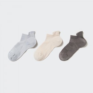 Calcetines Uniqlo Sports Short Socks Three Pairs Mujer Gris Claro | 026-LVAOGD