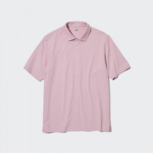 Camisa Polo Uniqlo Airism Polo Shirt Open Collar Hombre Rosas | 613-WNRSKM