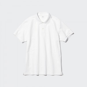 Camisa Polo Uniqlo Dry Pique Polo Shirt Hombre Blancas | 458-QTLDXN