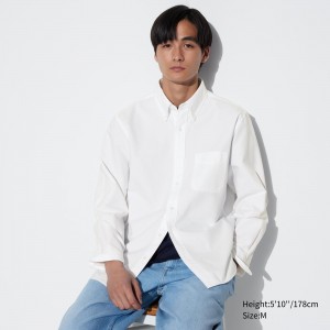Camisas Uniqlo Regular Fit Oxford Shirt Regular Collar Hombre Blancas | 826-JWMUSC