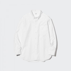 Camisas Uniqlo Regular Fit Oxford Shirt Button Down Collar Hombre Blancas | 528-DJVPCM