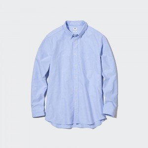 Camisas Uniqlo Slim Fit Oxford Shirt Button Down Collar Hombre Azules | 654-WDPQSX