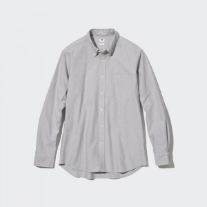 Camisas Uniqlo Slim Fit Oxford Shirt Hombre Gris | 318-RIBSGQ