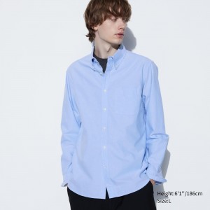 Camisas Uniqlo Slim Fit Oxford Shirt Hombre Azules | 089-NTVGLS