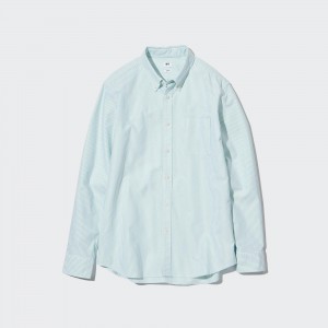 Camisas Uniqlo Slim Fit Striped Oxford Shirt Hombre Verde | 174-ETLDKX
