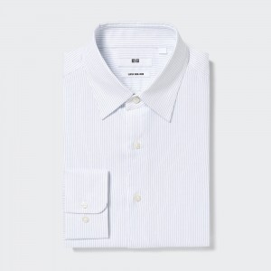 Camisas Uniqlo Super Non Iron Regular Fit Striped Shirt Regular Collar Hombre Azules | 706-NZSXIY