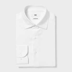 Camisas Uniqlo Super Non Iron Regular FiT-Shirt Semi Cutaway Collar Hombre Blancas | 235-XPHZGR