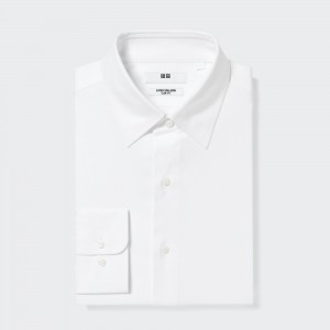 Camisas Uniqlo Super Non Iron Slim FiT-Shirt Regular Collar Hombre Blancas | 761-BCGSHF