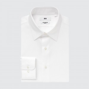 Camisas Uniqlo Super Non Iron Slim FiT-Shirt Regular Collar Hombre Blancas | 983-LFAXMT