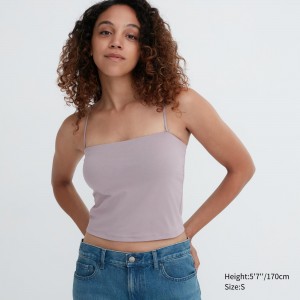 Camiseta Uniqlo Airism Cotton Cropped Bra Tube Top Mujer Gris | 340-WRYQIL
