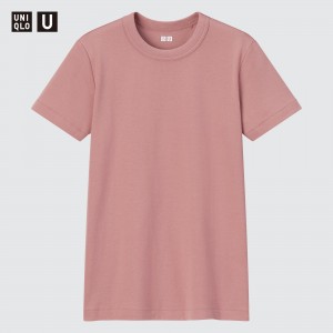 Camiseta Uniqlo Crew Neck Short Sleeved T-Shirt Mujer Rosas | 642-FGUVCS