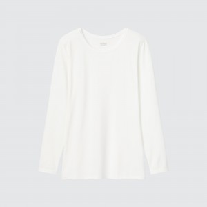 Camiseta Uniqlo Heattech Crew Neck Long Sleeved Thermal Top Mujer Blancas | 657-MLHCIW