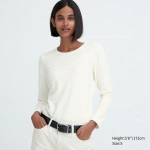 Camiseta Uniqlo Heattech Ultra Warm Crew Neck Long Sleeved Thermal Top Mujer Blancas | 129-GQXJTR