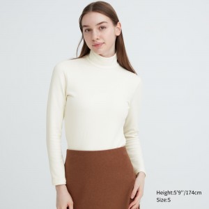 Camiseta Uniqlo Heattech Ultra Warm High Neck Long Sleeved Thermal Top Mujer Blancas | 069-ZWRNUT