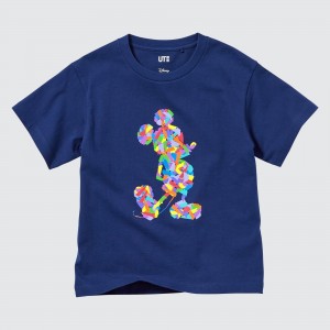 Camiseta Uniqlo Mickey Stands Ut Graphic T-Shirt Niños Azules | 842-MVFWUE