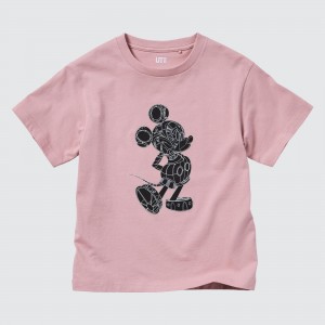 Camiseta Uniqlo Mickey Stands Ut Graphic T-Shirt Niños Rosas | 738-UKCZOT