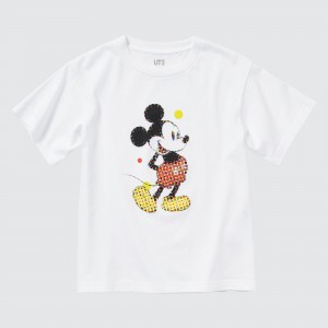Camiseta Uniqlo Mickey Stands Ut Graphic T-Shirt Niños Blancas | 937-DLNOHZ
