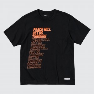 Camiseta Uniqlo Peace For All Graphic T-Shirt Shingo Kunieda Mujer Negras | 579-HOEGFT