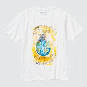 Camiseta Uniqlo Peace For All Graphic T-Shirt Francesco Risso Mujer Blancas | 473-QECVMW