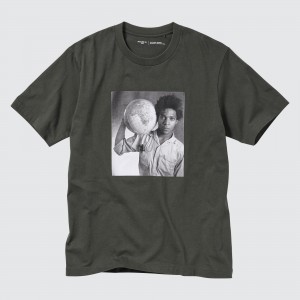 Camiseta Uniqlo Peace For All Graphic T-Shirt Jean Michel Basquiat And Christopher Makos Mujer Gris Oscuro | 396-YMPINK