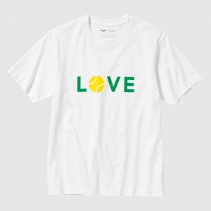 Camiseta Uniqlo Peace For All Graphic T-Shirt Roger Federer Mujer Blancas | 348-VEOKQG