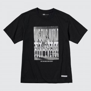 Camiseta Uniqlo Peace For All Graphic T-Shirt Kosuke Kawamura Mujer Negras | 257-XNTJFU
