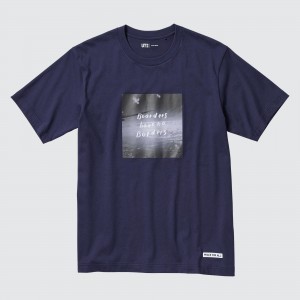 Camiseta Uniqlo Peace For All Graphic T-Shirt Ayumu Hirano Mujer Azul Marino | 156-PXULVA