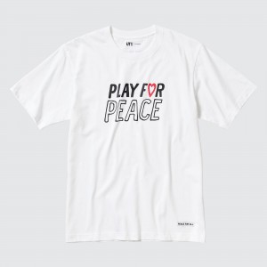 Camiseta Uniqlo Peace For All Graphic T-Shirt Kei Nishikori Mujer Blancas | 137-ABSCMO
