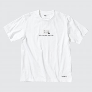 Camiseta Uniqlo Peace For All Graphic T-Shirt Haruki Murakami Mujer Blancas | 085-ANCXBQ