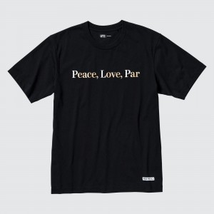 Camiseta Uniqlo Peace For All Graphic T-Shirt Adam Scott Mujer Negras | 053-OGICKA