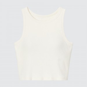 Camiseta Uniqlo Ribbed Cropped Sleeveless Bra Top Mujer Blancas | 701-SHGIZJ