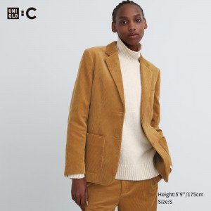 Chaquetas Uniqlo Corduroy Blazer Jacket Mujer Marrones | 150-ZBDAHW
