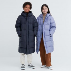 Chaquetas Uniqlo Down Coat Water Repellent Niños Azul Marino | 124-WXAUVO