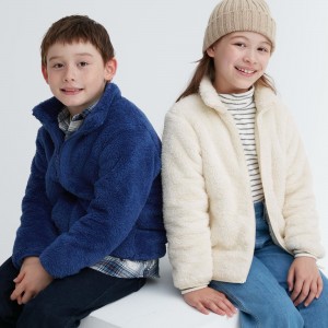 Chaquetas Uniqlo Fluffy Fleece Zipped Jacket Niños Azules | 825-JLSWDN