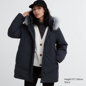 Chaquetas Uniqlo Hybrid Down Coat Mujer Negras | 193-OEQRZV
