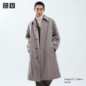 Chaquetas Uniqlo Padded Single Breasted Coat Hombre Gris | 734-EQCZOS