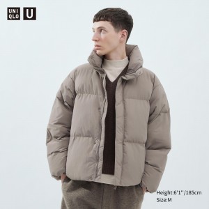 Chaquetas Uniqlo Padded Volume Jacket Hombre Beige | 042-ZXIWFV